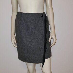 STANLEY BLACKER Wool Fringe Wrap Skirt, Size 12